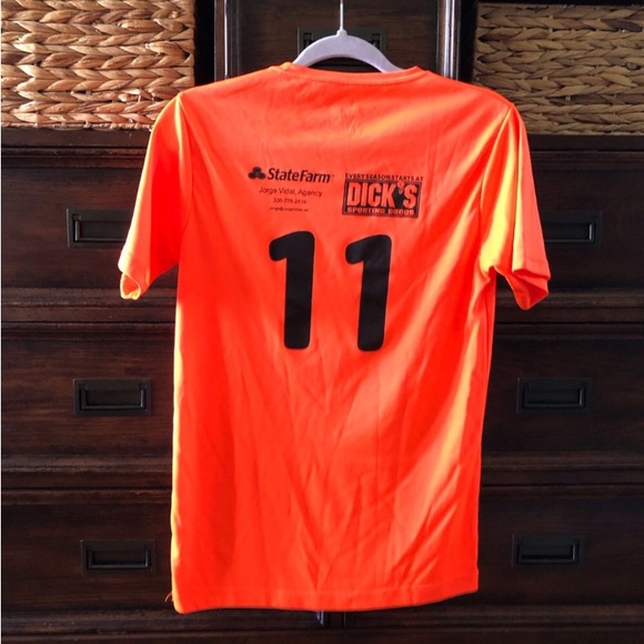 YMCA neon orange athletic short sleeve tee in size Youth XL Adult S - Picture 2 of 4